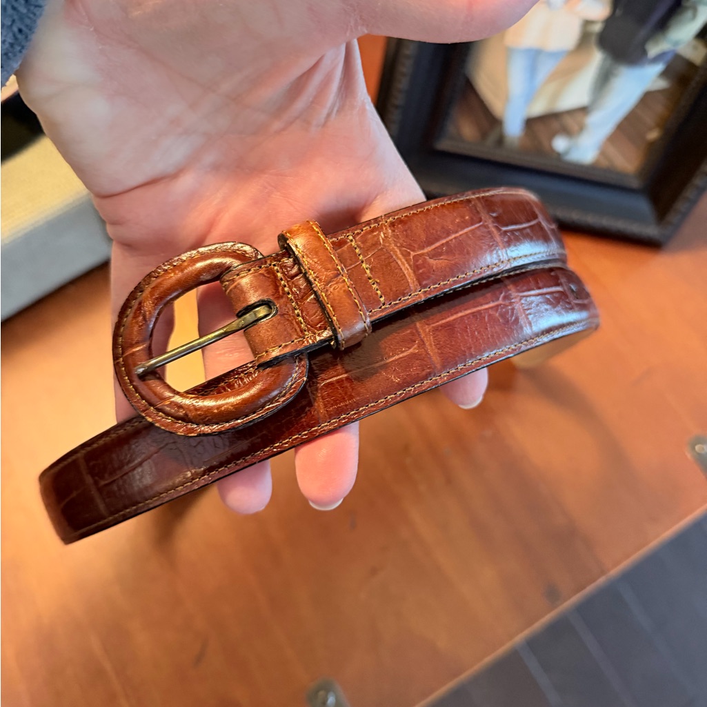 Jos A Bank Leather Brown Crocodile Pattern Belt